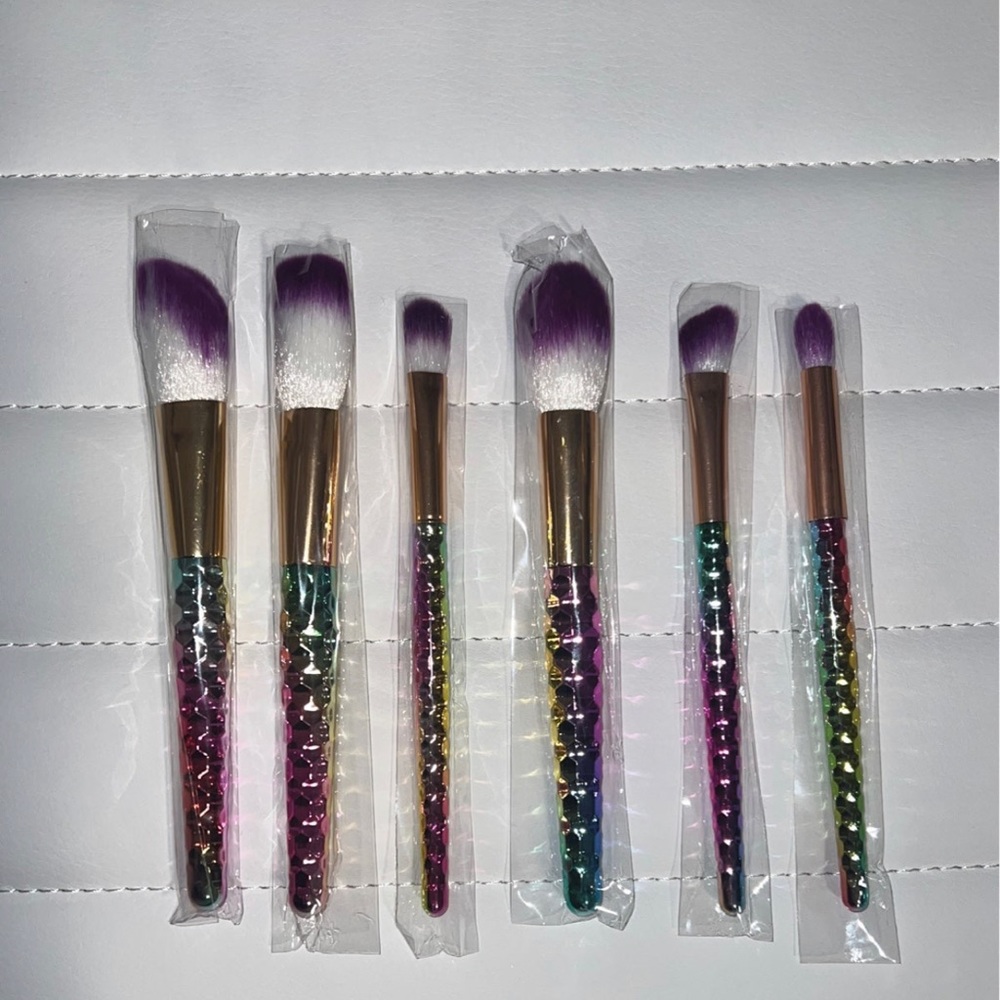 Makeup Brush Set of 6 Unicorn Rainbow New!